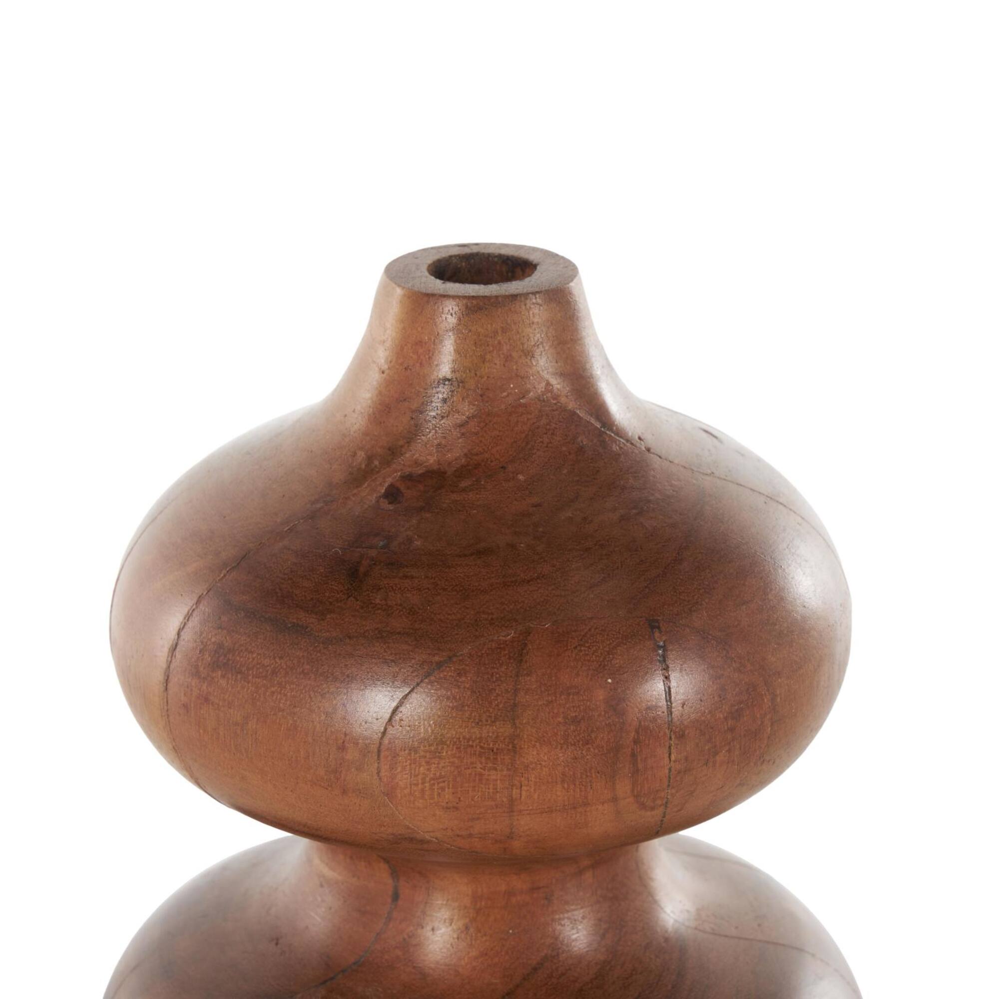 10.75" Brown Geometric Wood Bubble Vase